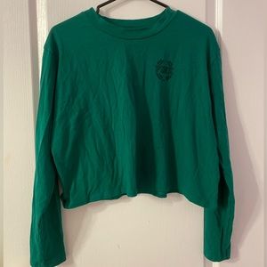 PINK cropped longsleeve green size medium
